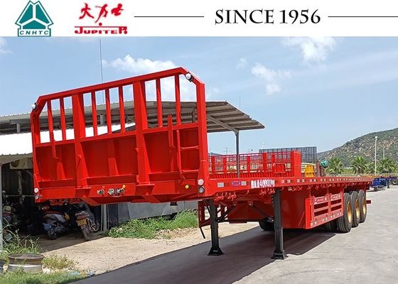 40 Ton Q345B 3 Axle Flatbed Trailer With Front Wall